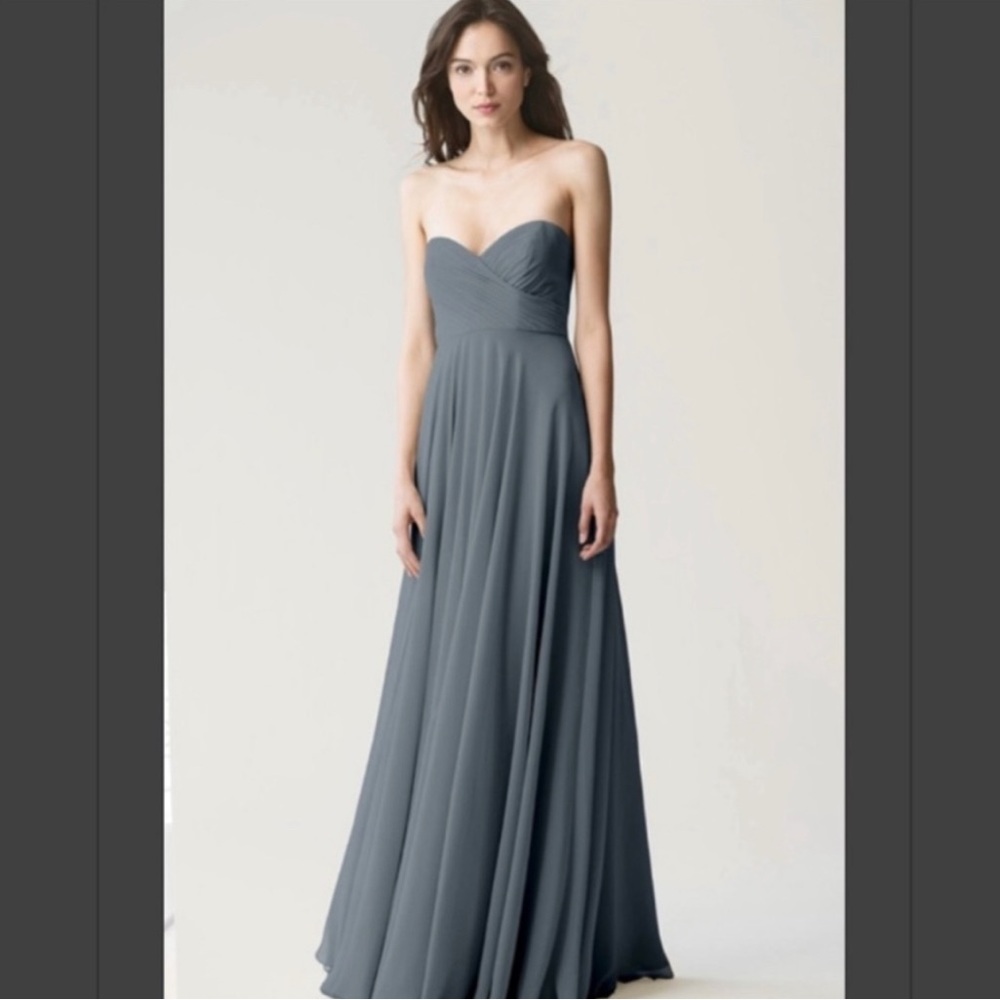 Jenny Yoo Denmark blue Adeline chiffon bridesmaid dress